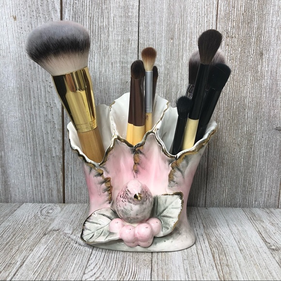 Vtg Ucagco Japan Bird Triple Vase or Brush Holder